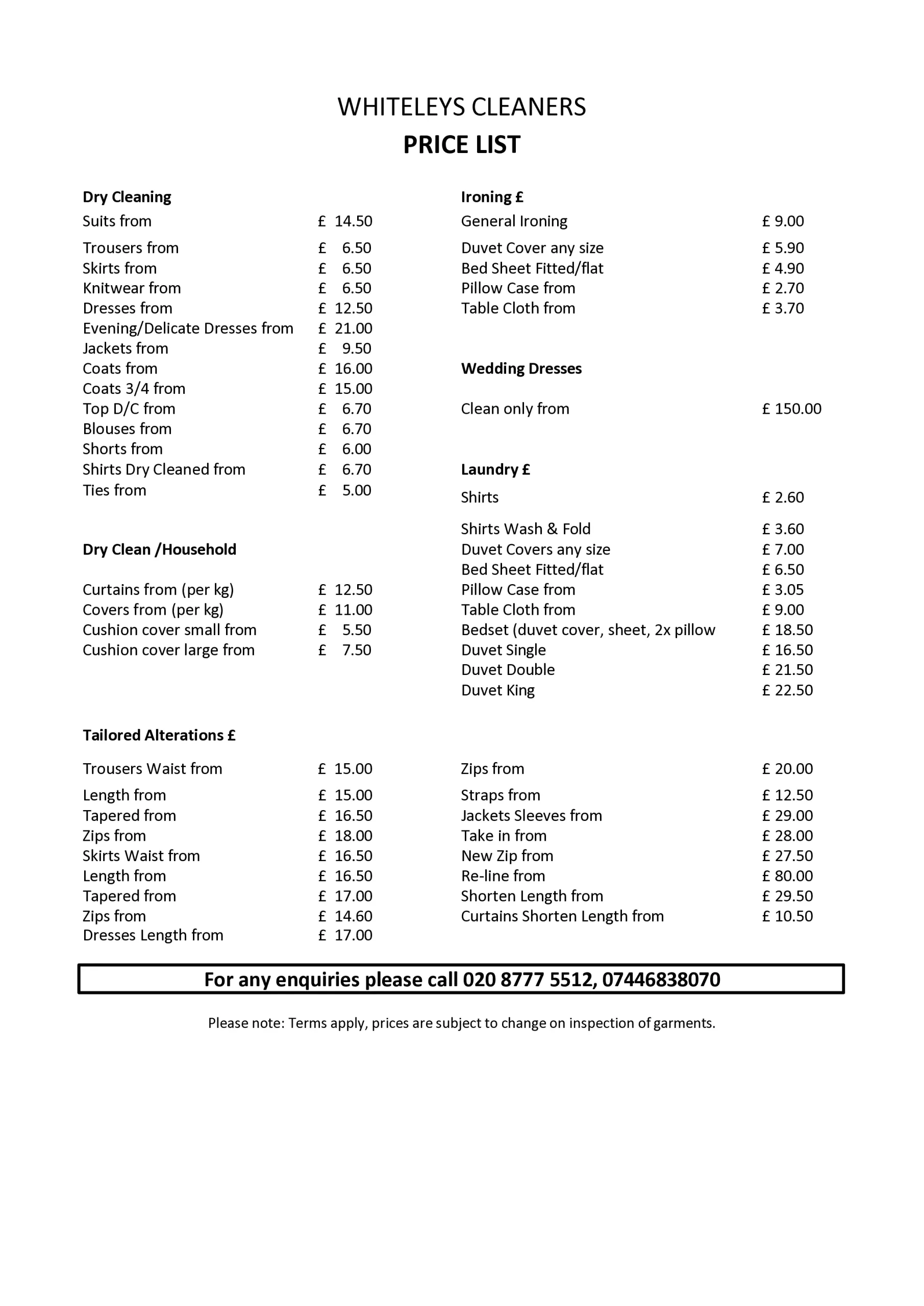 Prices